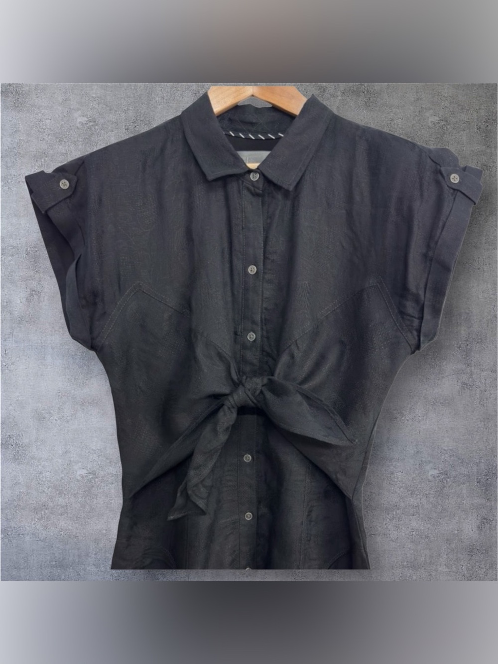 Anthropologie Kamryn Linen Blend Floral Button-Front Tie Shirt Dress size 8 - Picture 3 of 11
